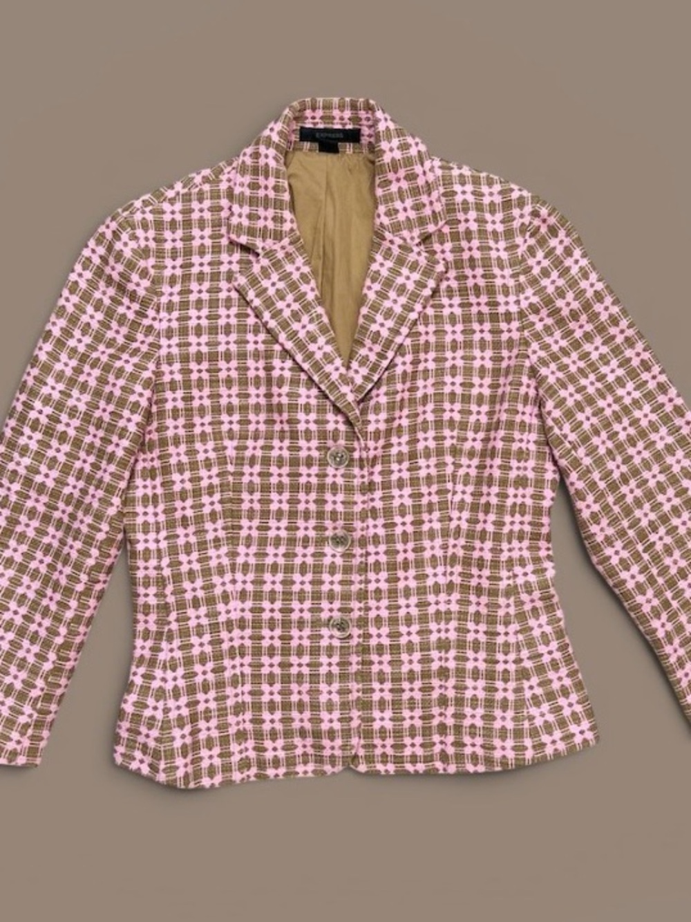 Vintage Express Blazer Suit Jacket Patterned Pink 4
